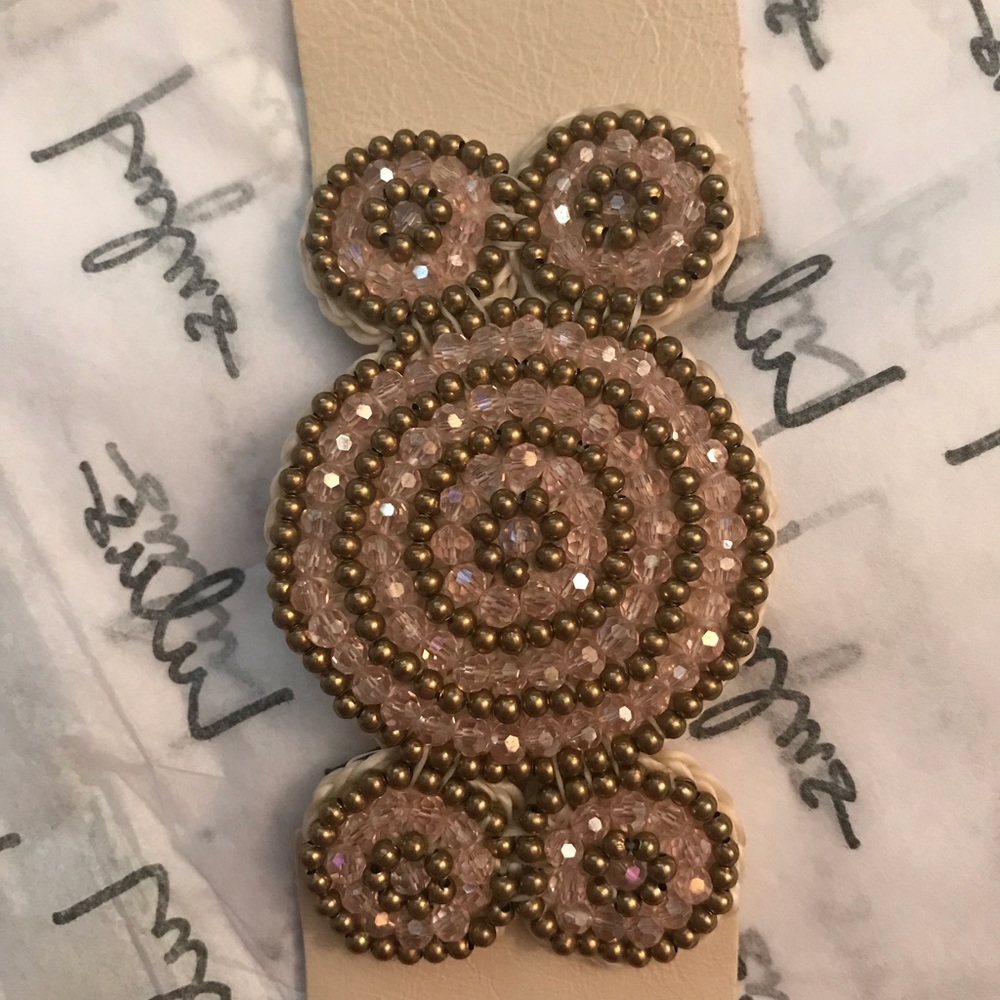 Gorgeous Italian leather beaded wrist cuff